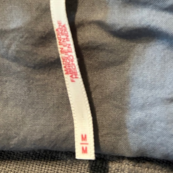 Free People Gray Blue Linen Texture Tank Top Cut Out Shoulder StripeTies Size M - Picture 5 of 11